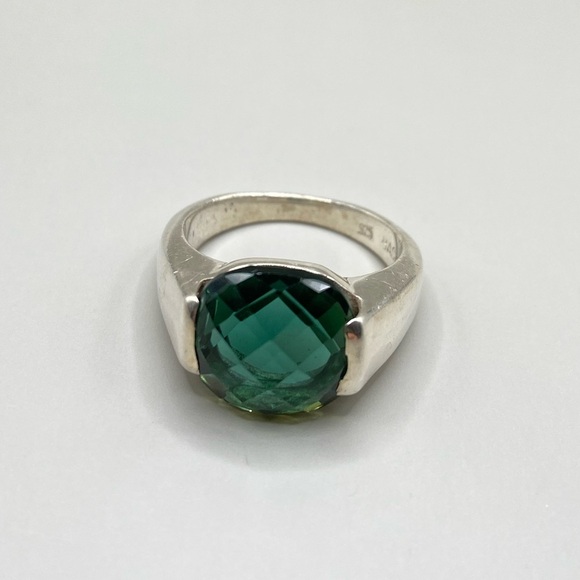 Bask Sterling Silver Green Gemstone Ring - Picture 1 of 8
